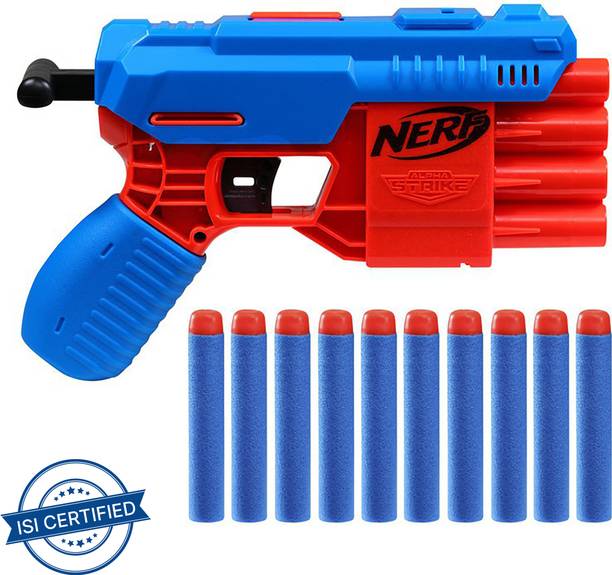 नर्फ़ Alpha Strike Fang QS-4 Blaster , 4-Dart Blasting ,Fire 4 Darts in a Row -10 Official Elite Darts ,Easy Load-Prime-Fire