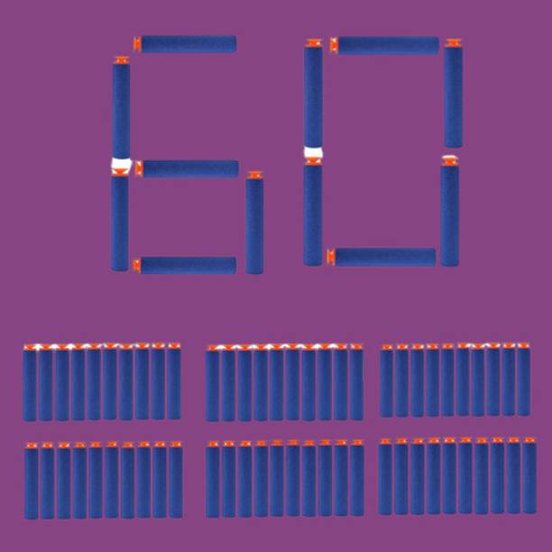 BZILO Multicolor Plastic Foam Toy 60 Bullet Dart Bullets for Nerf N-Strike Guns J_11 Guns & Darts