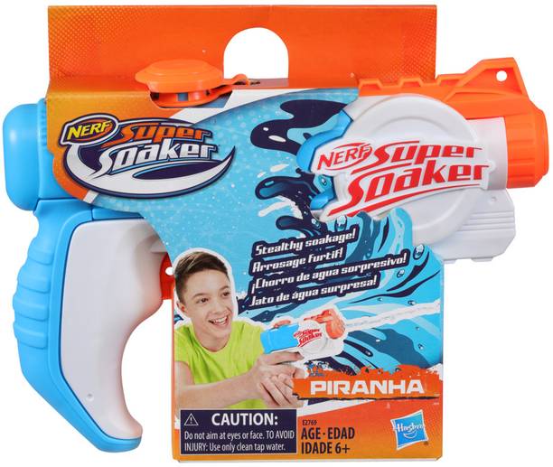 Nerf SuperSoaker Piranha Water Blaster, Trigger Action, Branded Holi Pichkari, Age 6+ Water Gun