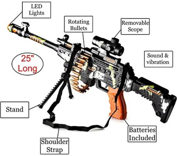 TOYSFIRE Machine Gun Toy with light and sound for kids 33 Guns & Darts