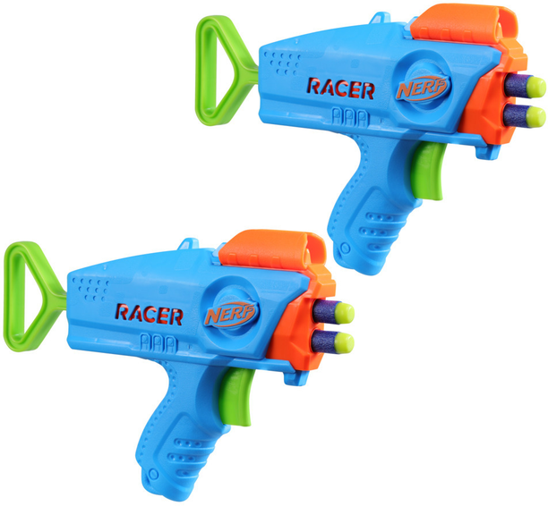 Nerf Elite Racer Easy-Play Dart Blaster 2 Pack, Blaster Outdoor Toys, Ages 6+ Darts & Plastic Bullets