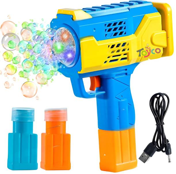 Toyco Unlimited Bubble Machine RECHARGEABLE Toy Gun with Two Refill Bottles for Kids Guns & Darts