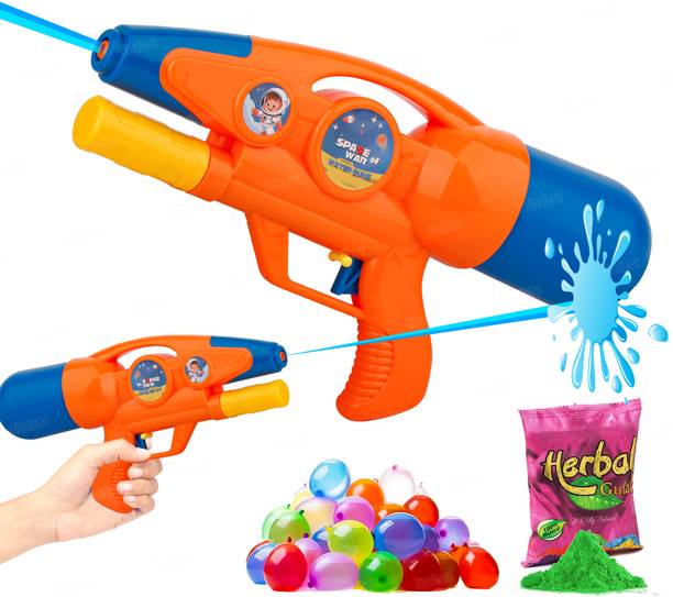 FIDDLERZ Holi Pichkari Water Gun for Kids High Pressure Tank Holi Combo 100 Balloon Water Gun