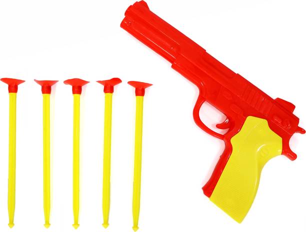 Aditi Toys Kids Toy Gun Set with 5 Vacuum Stick Darts (Red) Guns & Darts