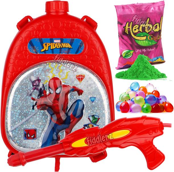 FIDDLERZ Holi Pichkari Water Gun Tank Toy,Capacity 1.5 ltr & Balloons- 1 Pkt Holi Color Water Gun