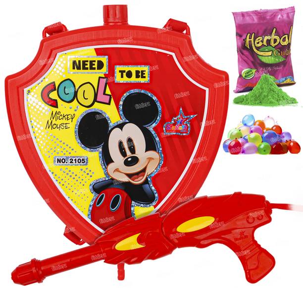 FIDDLERZ Holi Pichkari Water Gun for Kids Powerful High Pressure 100 Balloon 1 pkt Gulal Water Gun