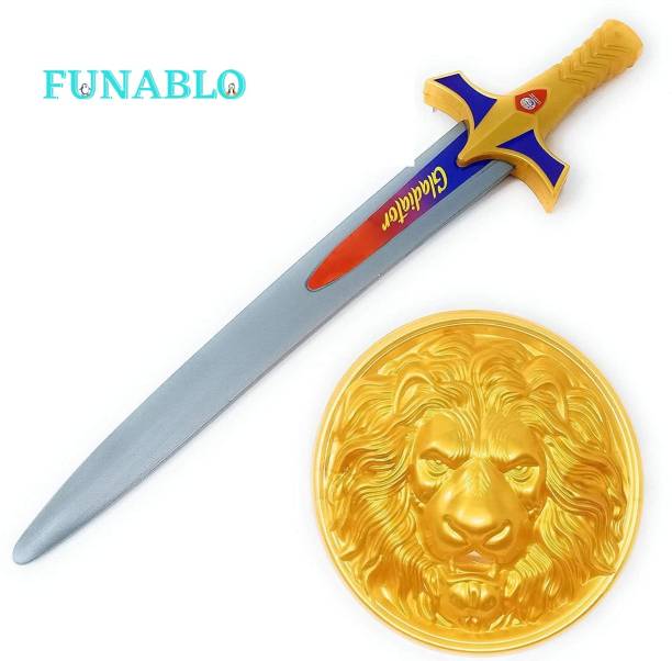 FUNABLO Sword Toy Weapon for Kids with Lion Face Shield...
