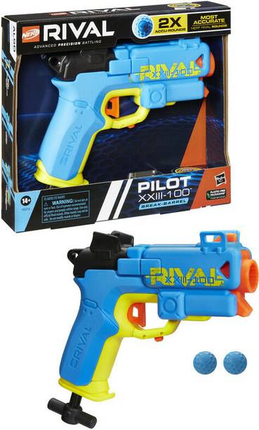 Nerf Rival Pilot XXIII-100 Blaster,T-Bar Priming, 2 Rival Accu-Rounds Guns & Darts