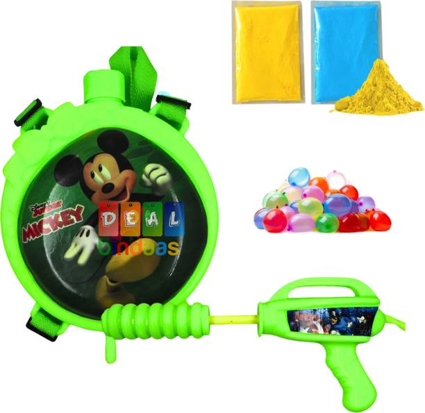 DEALbindaas Small Holi Water Pichkari Tank with High Pressure Pichkari & Back Pack Tank 1104 Water Gun