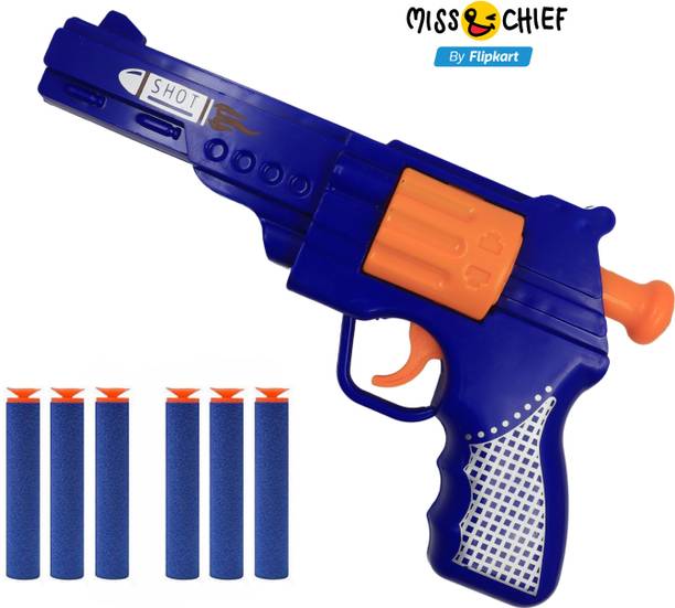 Miss & Chief Pistol Soft Blaster Manual Soft Bullet Dart Shooting Toy with 6 Safe Foam Bullet Guns & Darts