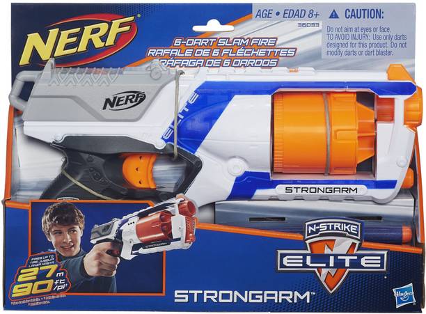 Nerf Elite Strongarm Toy Blaster with Rotating Barrel,Slam Fire, Incl. 20 Darts, Guns & Darts