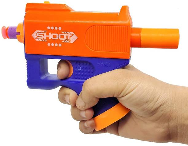 SARASI Mini Soft Blaster Gun With 3 Bullets For Action Lover & Kids [Blue] Guns & Darts