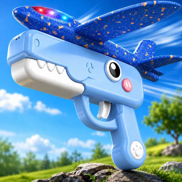 VikriDa Dinosaur Airplane Launcher Toy Foam Glider Flying Set for Kids Ninja Gears