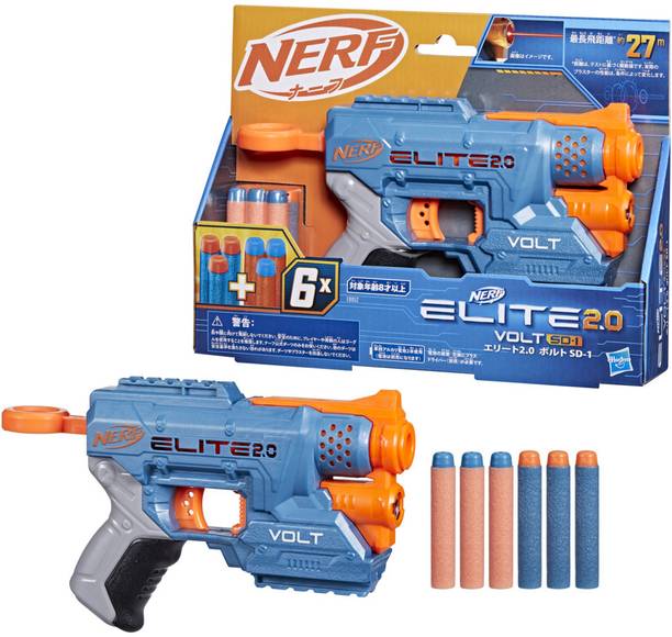 Nerf Elite 2.0 Volt SD-1 Blaster ,6 Official Darts, Light Beam Targeting, 2-Dart Storage, 2 Tactical Rails to Customize for Battle Guns & Darts