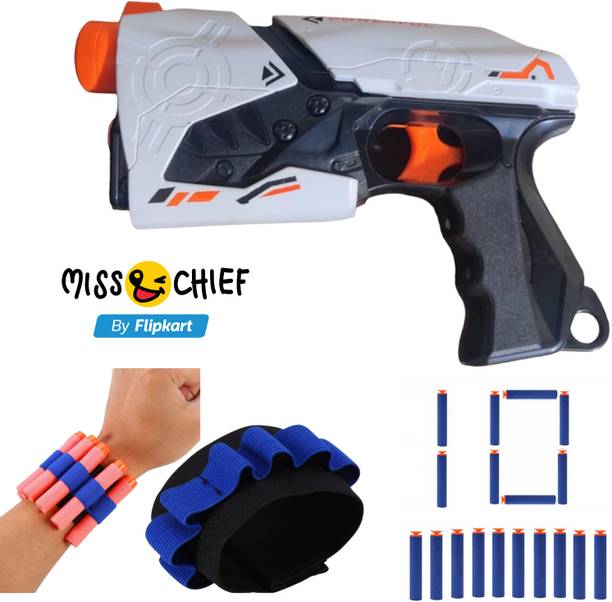 Miss & Chief Combo of Super Shot Soft Blaster Gun Toy & 10 Dart with 1 HandStrap for Darts Guns & Darts