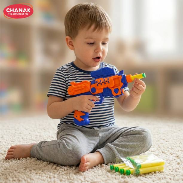 CHANAK Plastic Toy Gun for Kids, Soft Bullet Gun with 10 Soft Foam Bullets Darts & Plastic Bullets