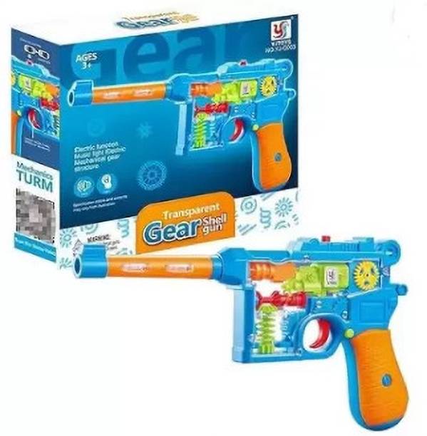 Tenmar Electric Transparent Gear Mechanical Gear Gun with Light and Sound Ninja Gears Guns & Darts