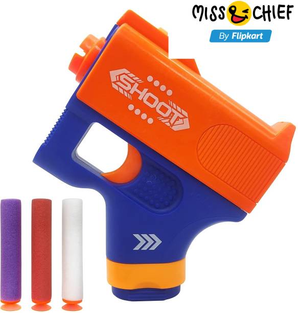 Miss & Chief Mini Soft Blaster Manual Soft Bullet Shooting Gun Toy with 3 Soft Foam Bullets Guns & Darts
