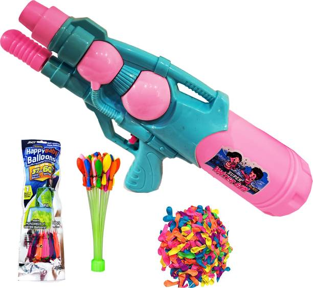 Brown Leaf (1 Pichkari +1 Magic Balloon +100 Water Balloon)for Kids Holi Party Fun Water Gun