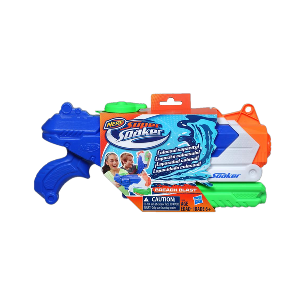 Nerf SuperSoaker Breach Water Blaster, 1.4ltr Water Tank, Branded Holi Pichkari Water Gun
