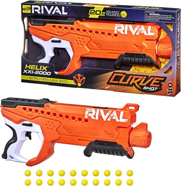 Nerf Rival Curve Shot - Helix XXI-2000 Blaster, Fire Rounds to Curve, 20 Rounds incl. Guns & Darts