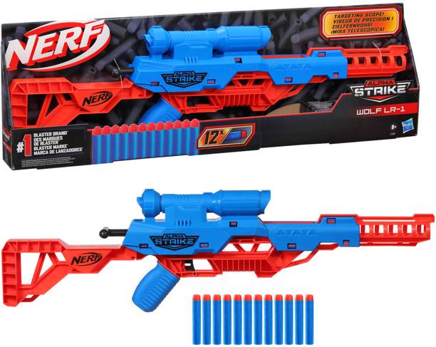 Nerf Alpha Strike Wolf LR-1 Blaster with Targeting Scope ,12 Official Elite Darts ,Breech Load, Pump Action, Easy Load-Prime-Fire Guns & Darts