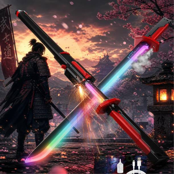 VikriDa Toy Neon Sword 31.5 Inch Spark Blade Sound, Fog & Hit Sensor Light Sword