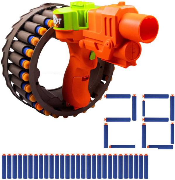 Toy Cloud Rapid Fire Rechargable Dart Gun with 28 Foam Darts & Automatic Rotating Drums, Guns & Darts