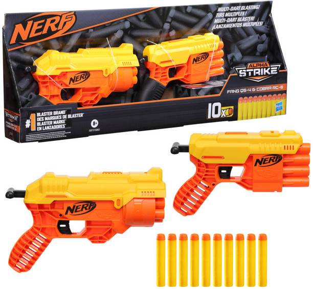 Nerf Alpha Strike Fang QS-6 and Cobra RC-6 Blasters ,10 Official Elite Darts Darts & Plastic Bullets