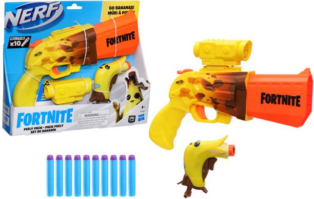 Nerf Fortnite 2-Blaster Peely Pack Includes SR-Ripe Blaster with 4-Dart Hammer Action Guns & Darts