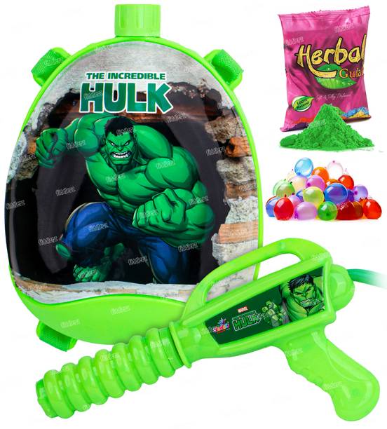 FIDDLERZ Holi Pichkari Water Gun for Kid High Pressure Holi Tank 1Pkt Gulal & 100Balloon Water Gun