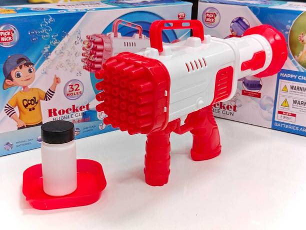 Mansi Gift Gallery 32 Hole Rocket Bubble Gun with Bubble Solution & Tray for Kid