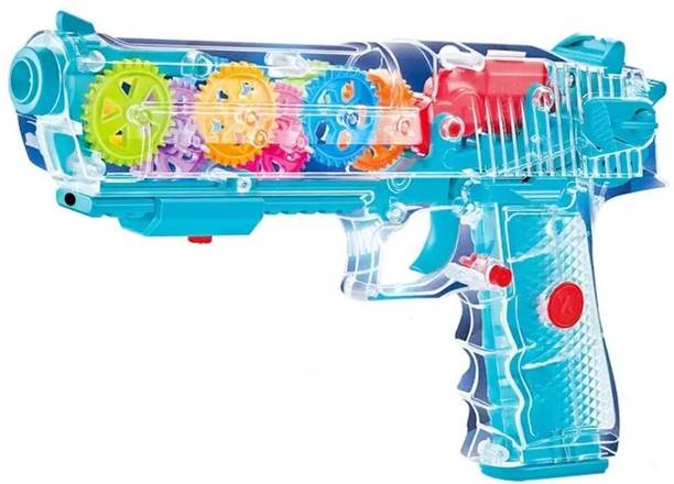 Amaflip Musical Transparent Gear Gun Toy for Kids with Laser Light(multi color) Ninja Gears
