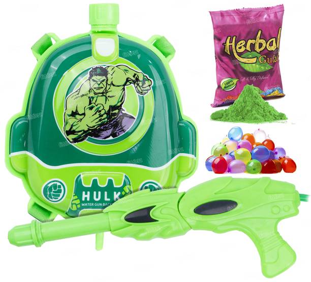 FIDDLERZ Holi Pichkari Water Gun for Kid High Pressure Tank Spray 1Pkt Gulal & 100Balloon Water Gun