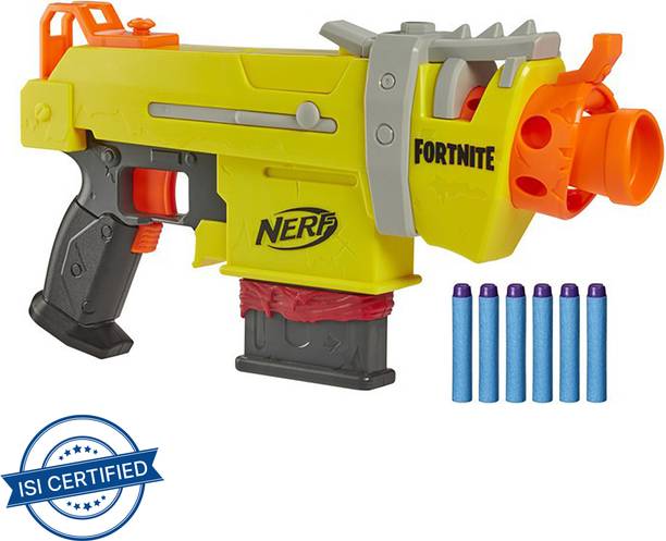 Nerf Fortnite SMG-L Motorised Dart Blaster, Includes 3 Targets, Comes with 6-Dart Clip and 6 Elite Darts Guns & Darts