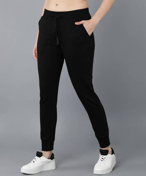 Women Solid Black Track Pants