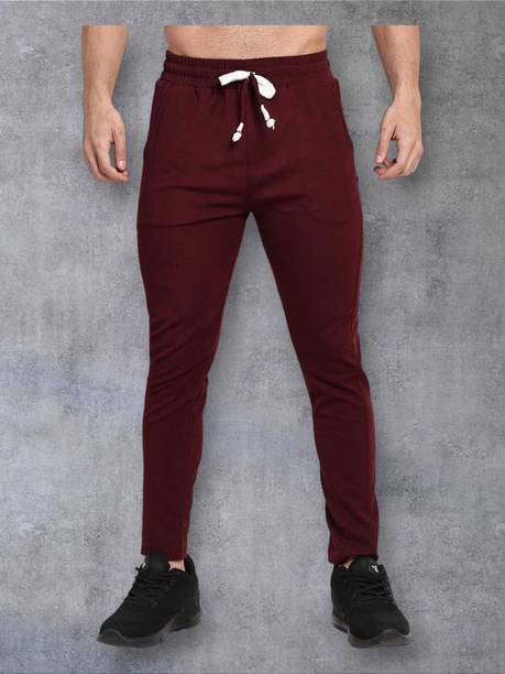 Mashaykh Men Solid Maroon Track Pants