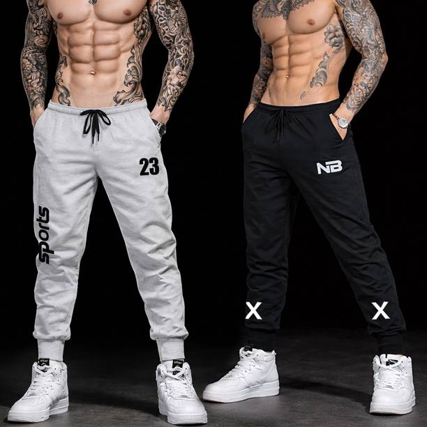 Men Printed Black, Grey Track Pants