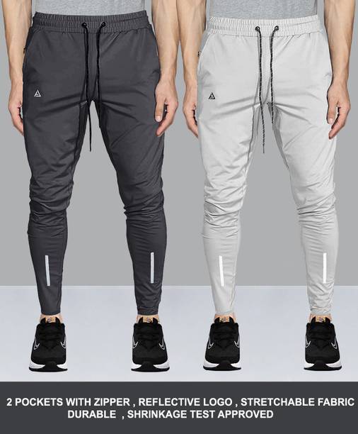 Pack of 2 Men Solid Grey Track Pants