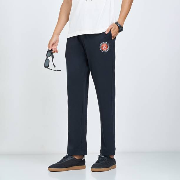 Men Graphic Print Grey Track Pants