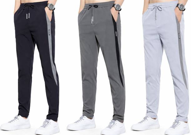 Pack of 3 Men Striped Multicolor Track Pants