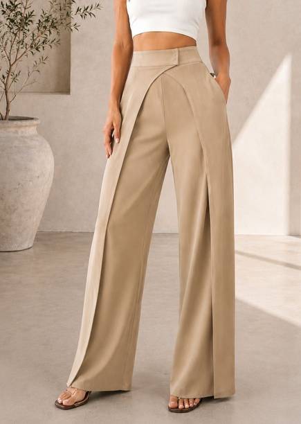 Women Solid Beige Track Pants