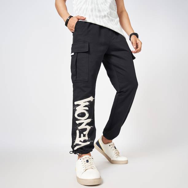 Men Solid Black Track Pants