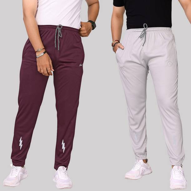 Pack of 2 Men Printed Grey, Grey Track Pants