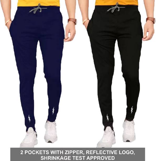 Pack of 2 Men Solid Multicolor Track Pants