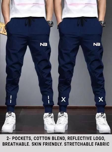 Pack of 2 Men Printed Blue, Blue Track Pants