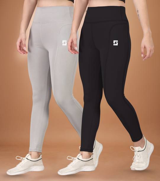 Pack of 2 Women Solid, Printed Multicolor Track Pants