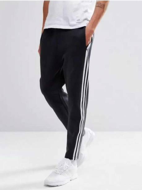 Men Solid Black Track Pants