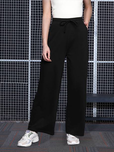 SASSAFRAS Solid Women Black Track Pants