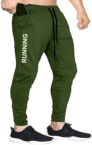 Men Printed Olive Track Pants